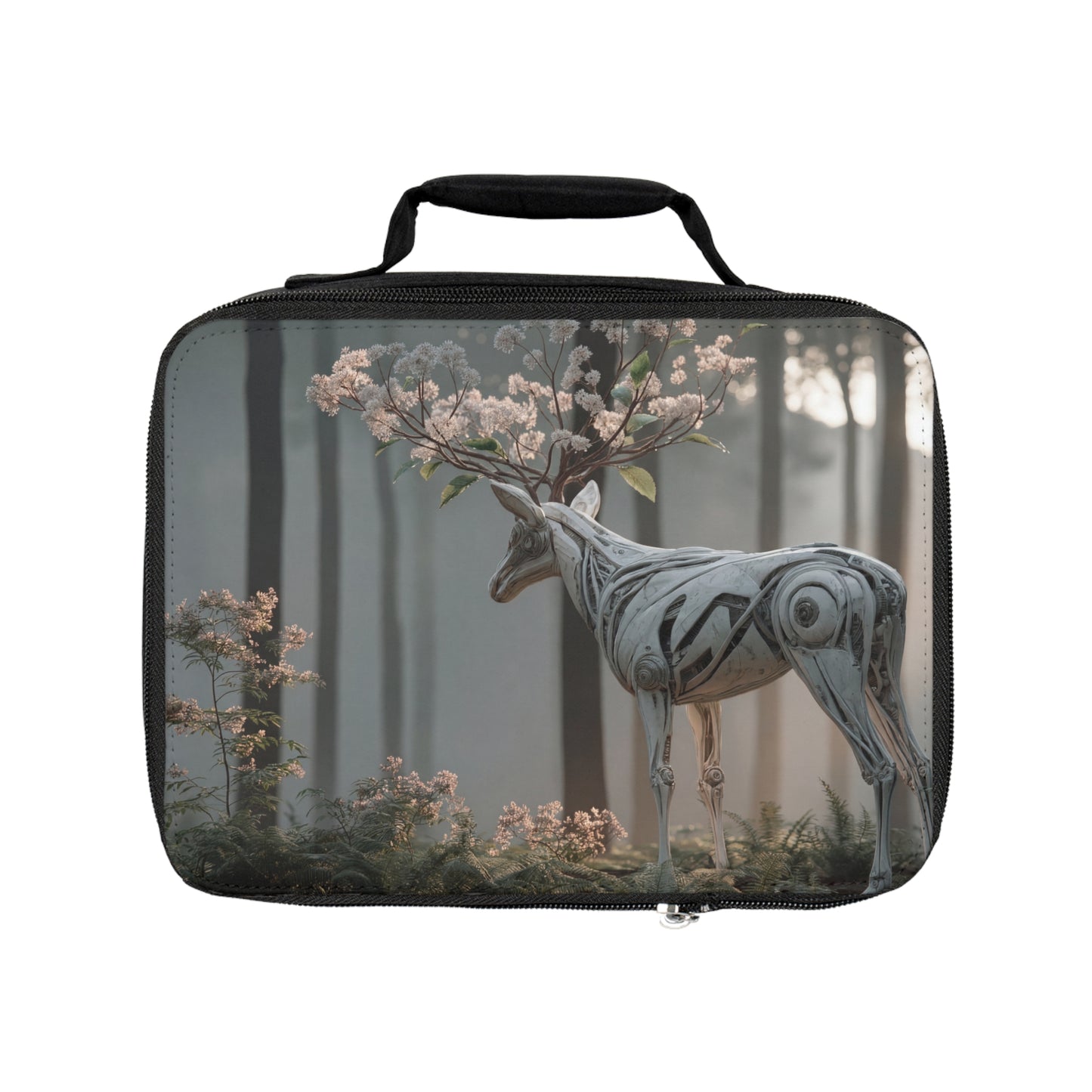 Floral Antlered Mech Deer Lunch Bag – Whimsical Forest Guardian