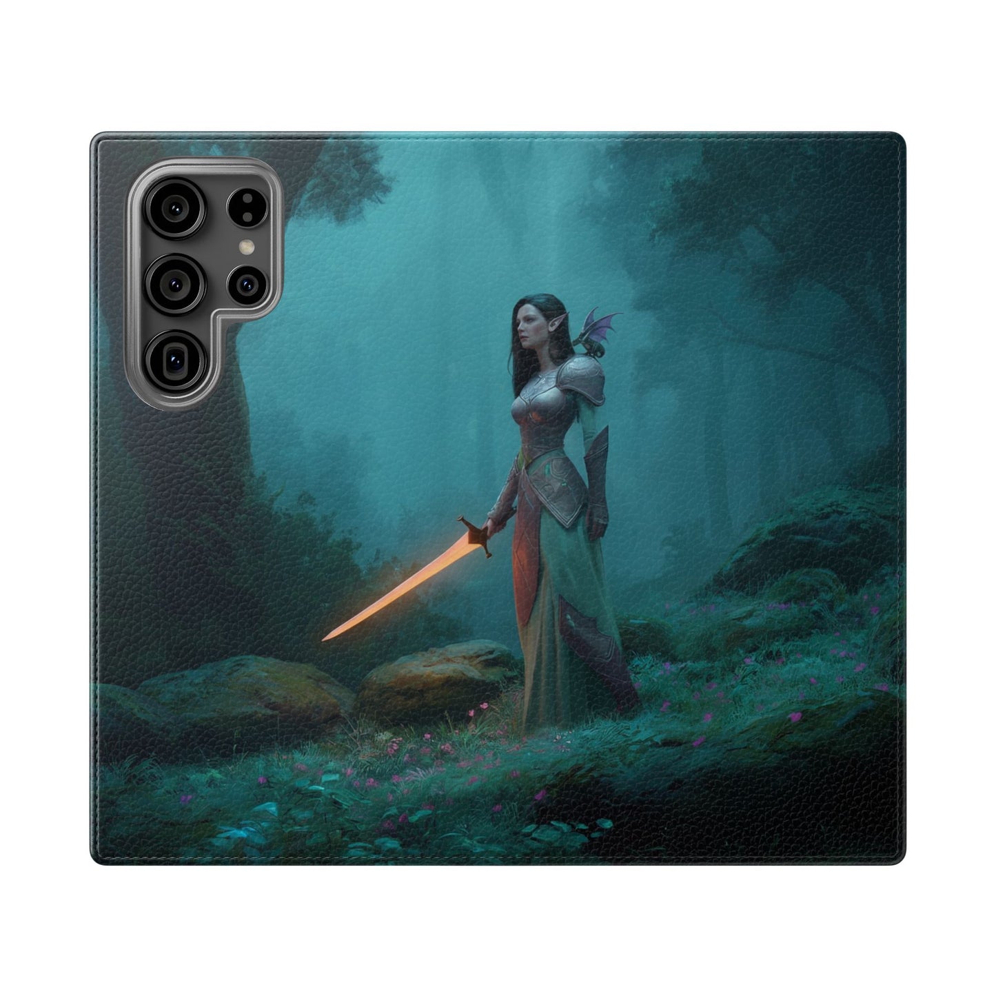 Forest Guardian Flip Cases – Elven Sentinel with Glowing Blade