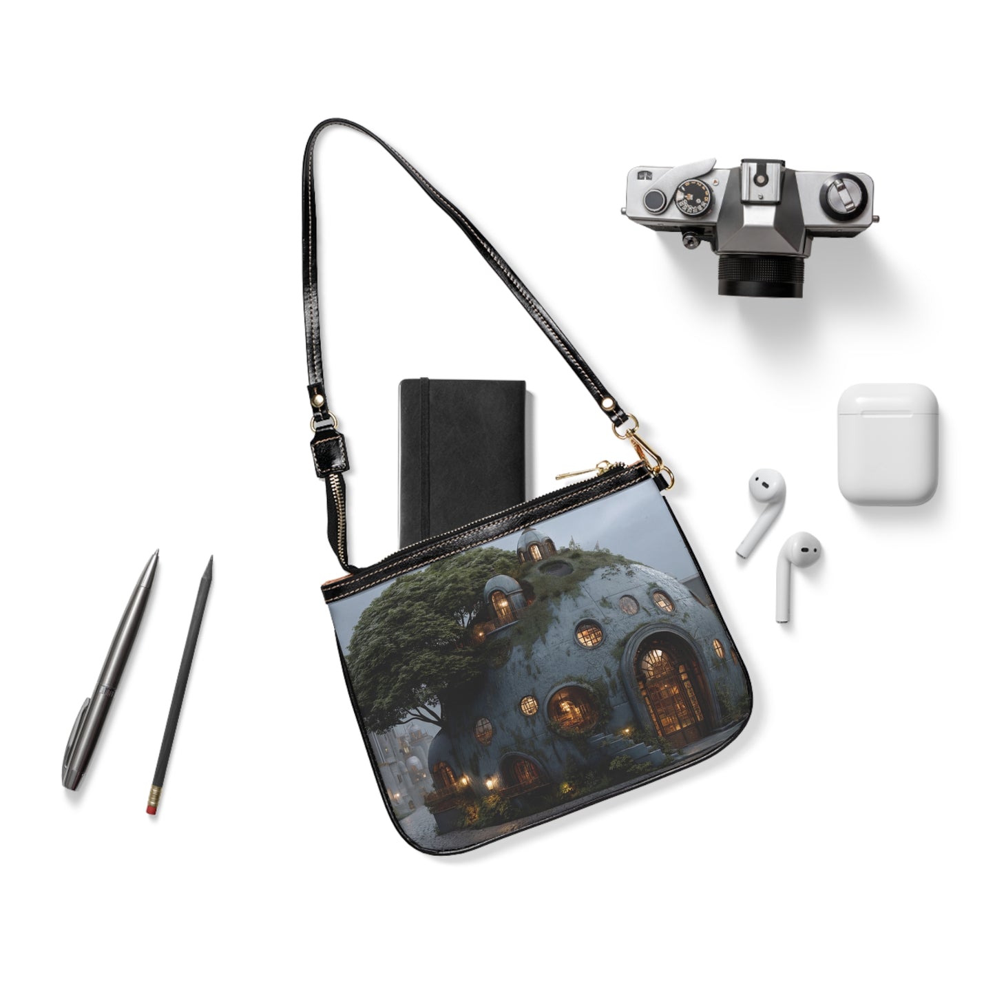 Treehouse Dome Small Shoulder Bag – Moss-Covered Twilight Haven