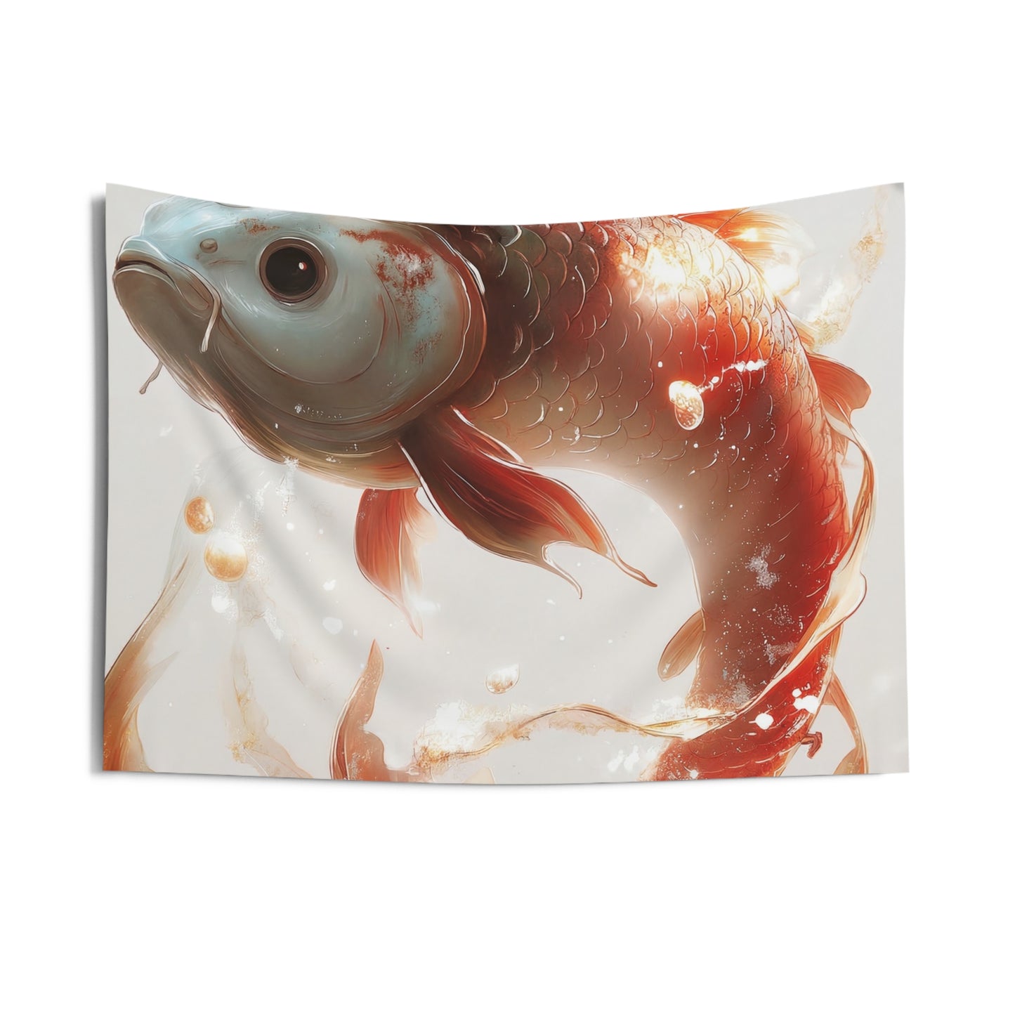 Child on Glowing Goldfish Indoor Wall Tapestries – Whimsical Journey Through Liquid Light