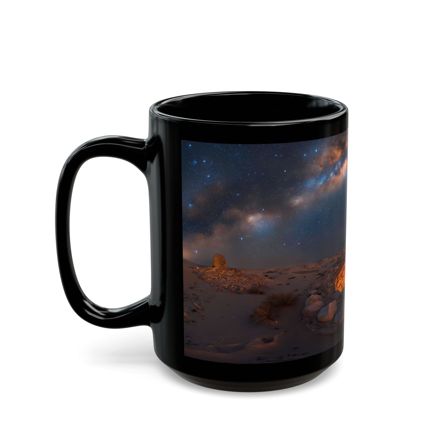 Desert Starlight Campfire Mug – Milky Way Over Sandstone Nightscape