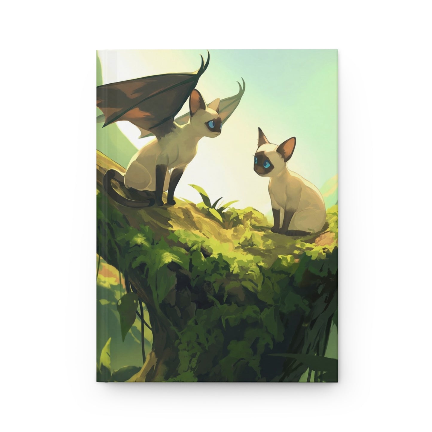 Winged Cat Guardians Hardcover Journal Matte – Sunlit Canopy Whispers