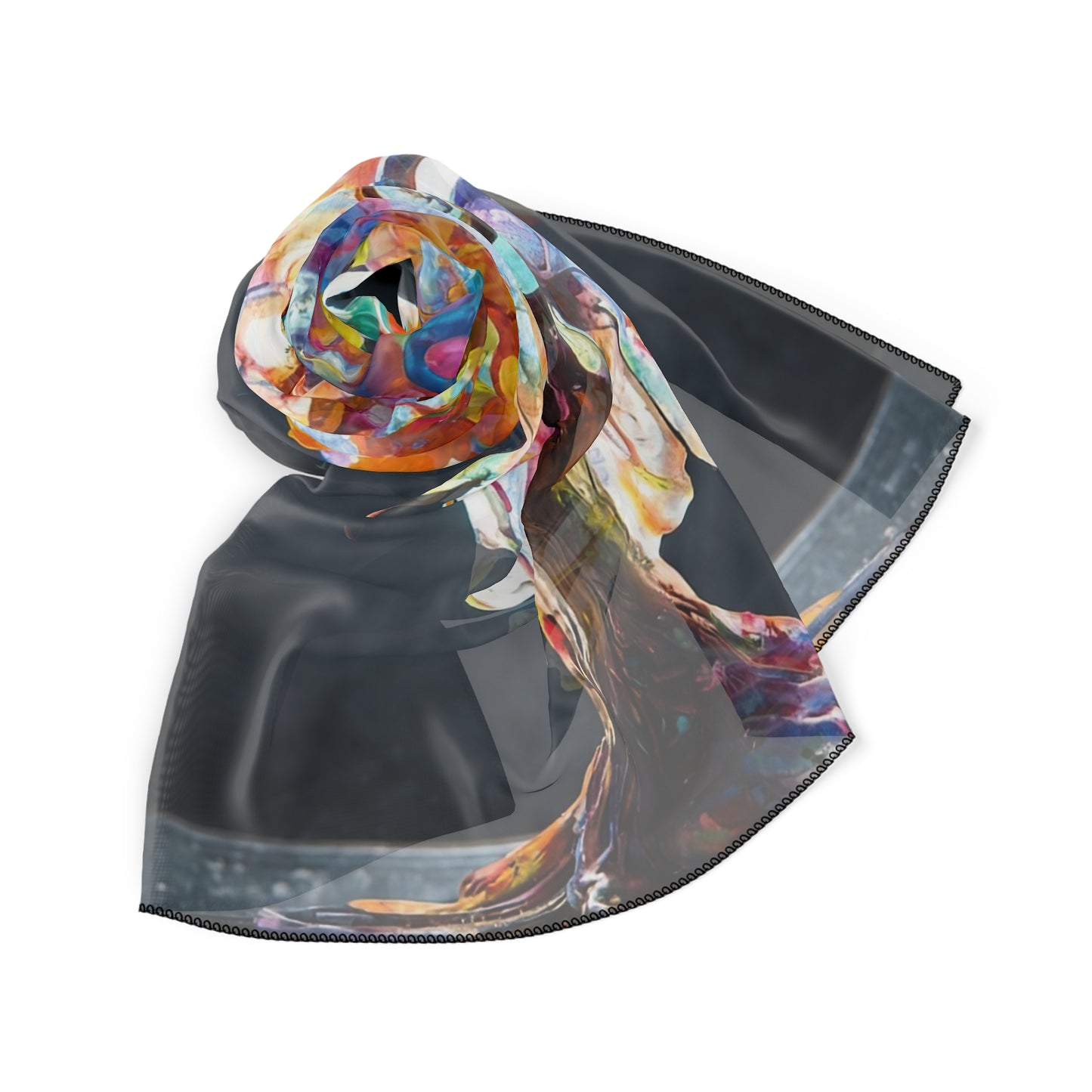 Chromatic Dream Tree Poly Scarf – Liquid Light in Every Leaf