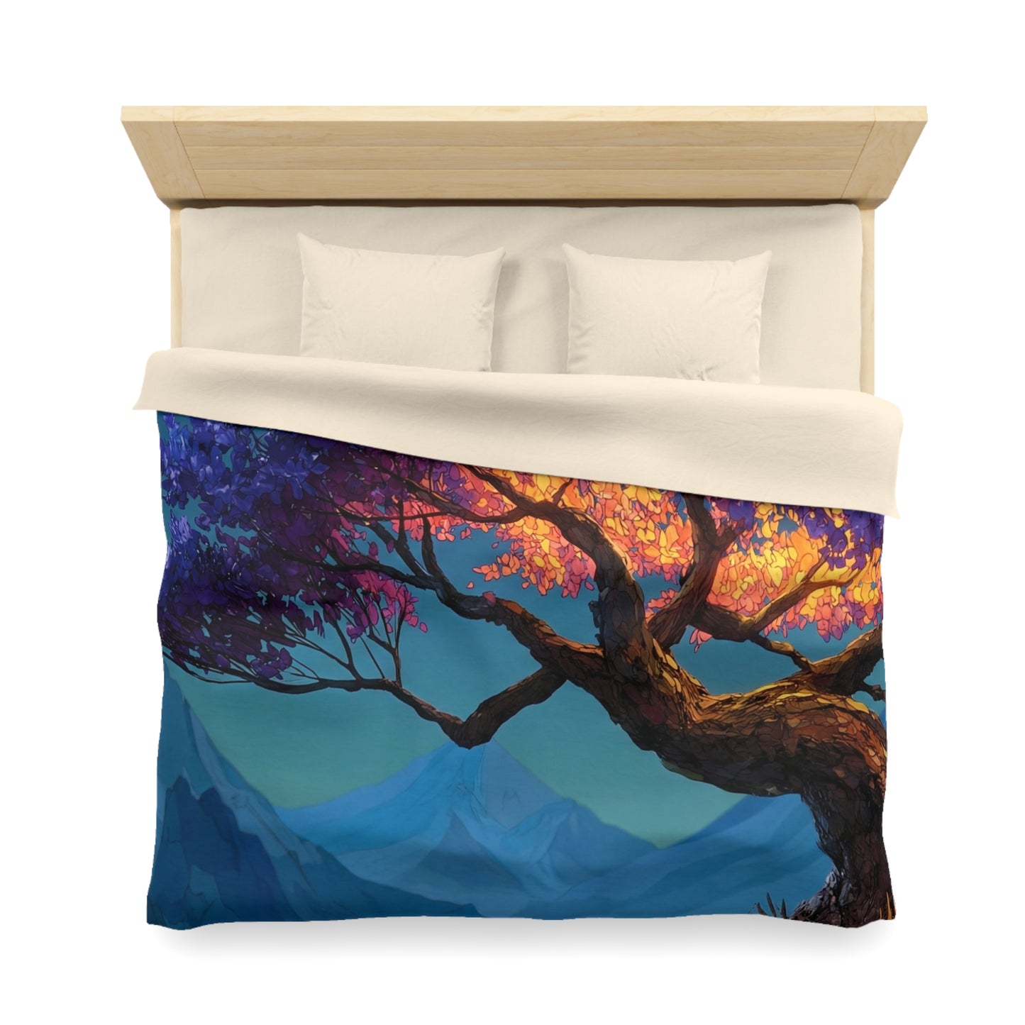 Celestial Tree Microfiber Duvet Cover – Twilight Bloom Sanctuary