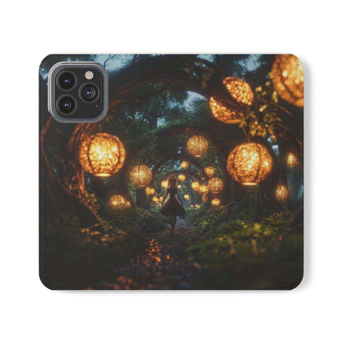 Lantern Archway Flip Cases – Girl Walking Through Forest Tunnel Art Case