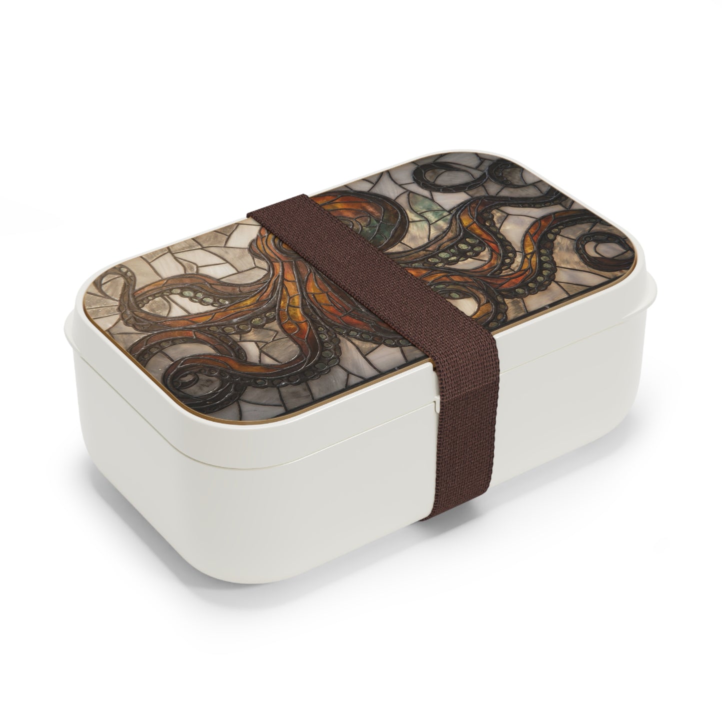 Stained Glass Octopus Bento Lunch Box – Amber Tentacle Mosaic
