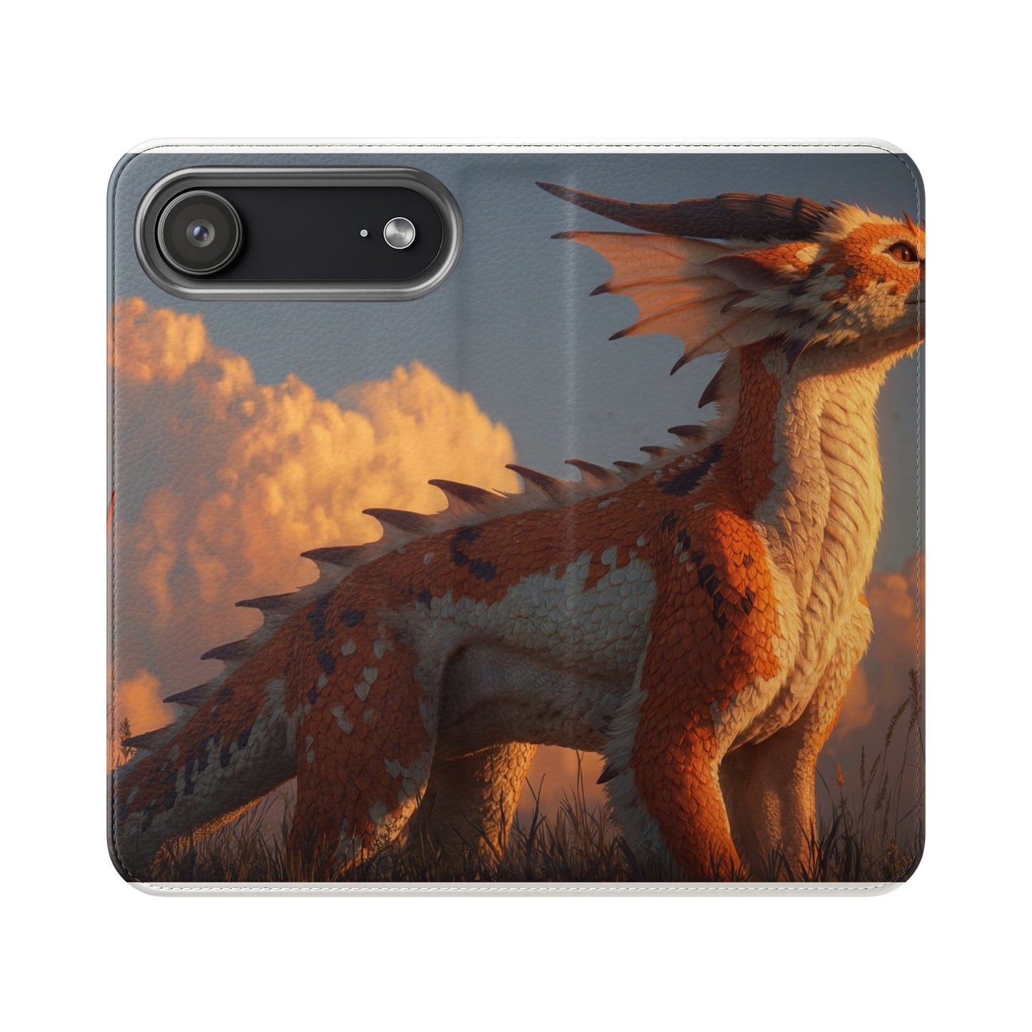 Gilded Dragon Flip Cases – Amber Sunset Guardian