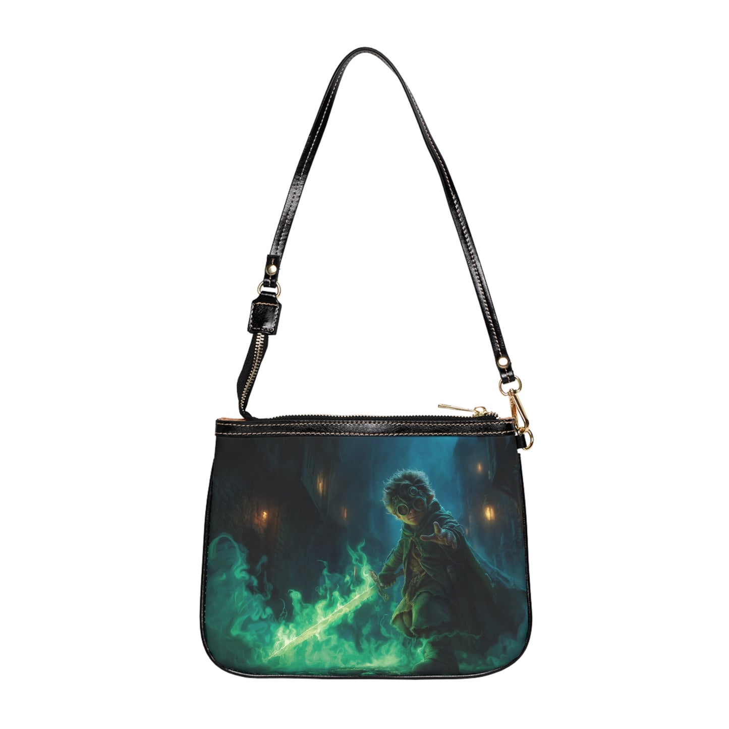 Green-Eyed Apprentice with Glowing Sword Small Shoulder Bag – Midnight Alley Magic