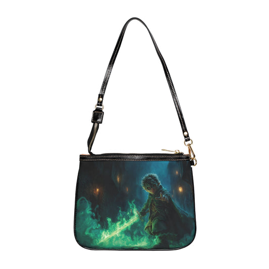 Green-Eyed Apprentice with Glowing Sword Small Shoulder Bag – Midnight Alley Magic