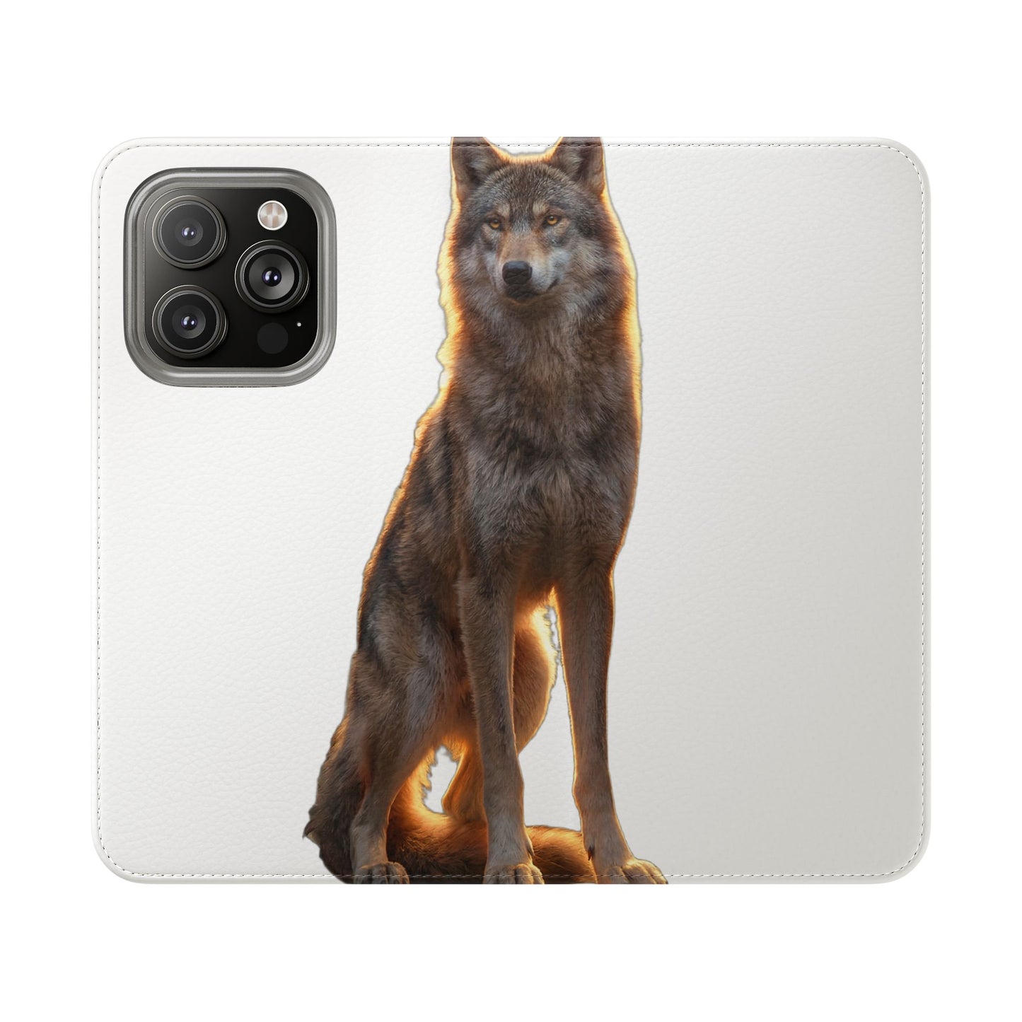 Sunlit Wolf Flip Cases – Golden Hour Sentinel Portrait