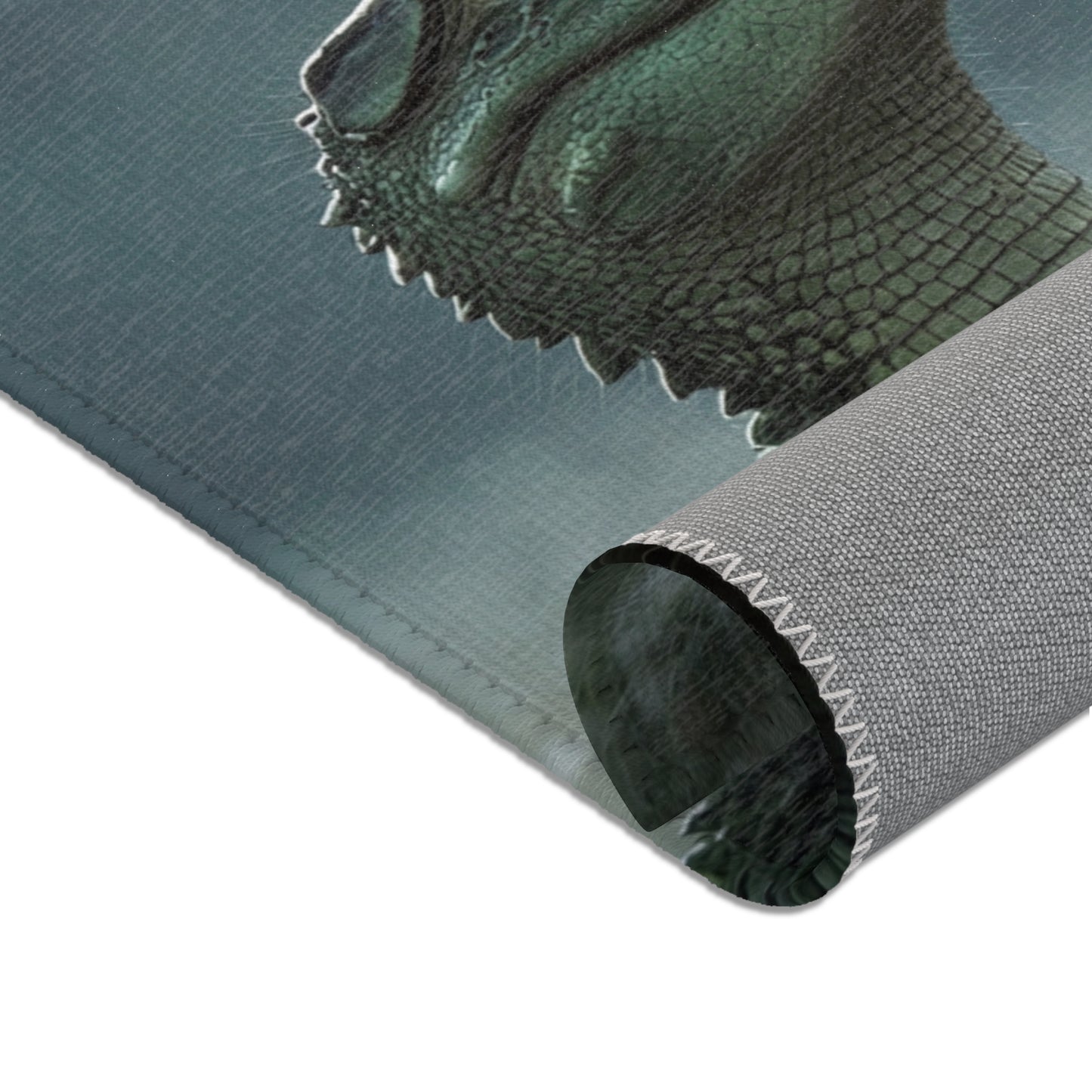 Curious Caiman Rug – Misty Meadow Encounter
