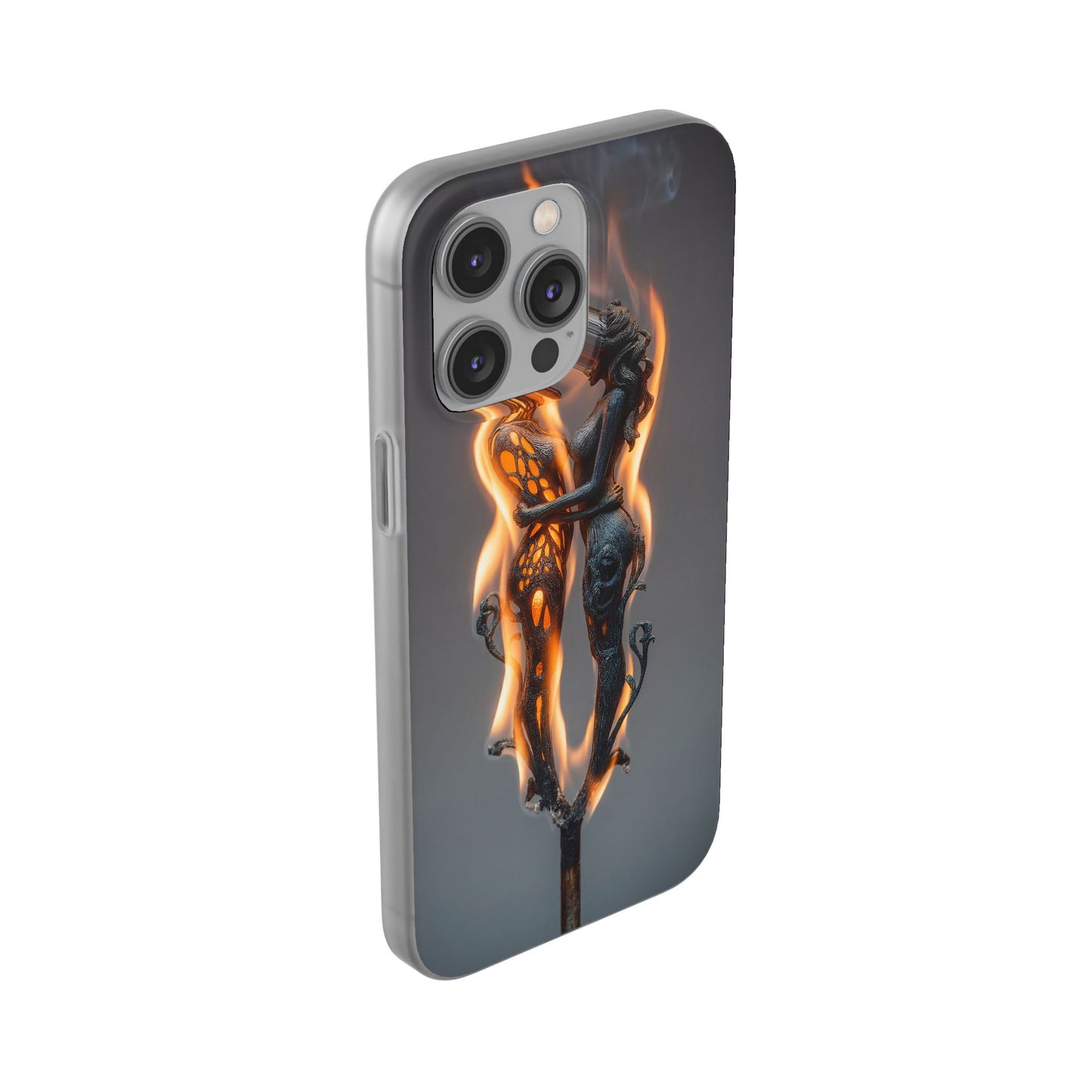 Flame-Embraced Lovers Flexi Cases – Intimate Glow Within the Fire