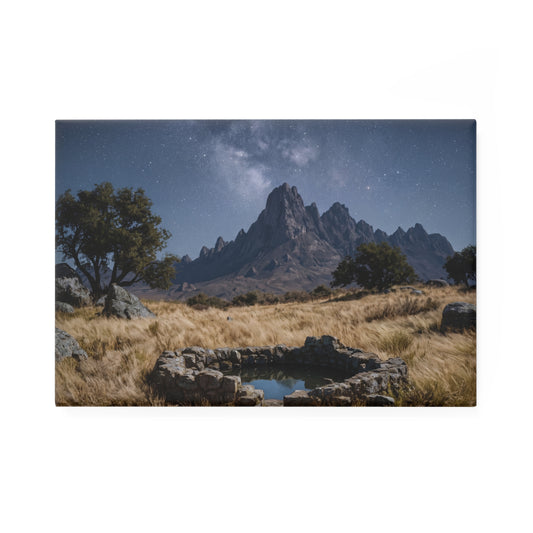 Starlit Mountain Well Button Magnet, Rectangle (1 & 10 pcs) – Whisper of the Milky Way