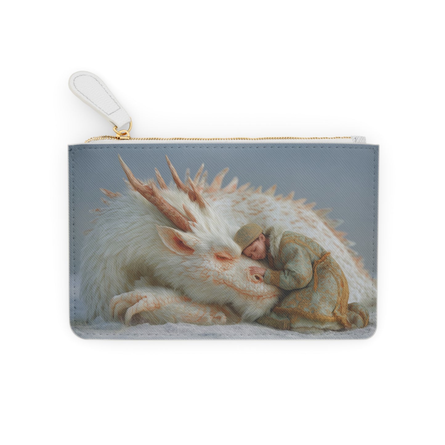 White Dragon Sentinel Mini Clutch Bag – Snowbound Dreamer’s Embrace