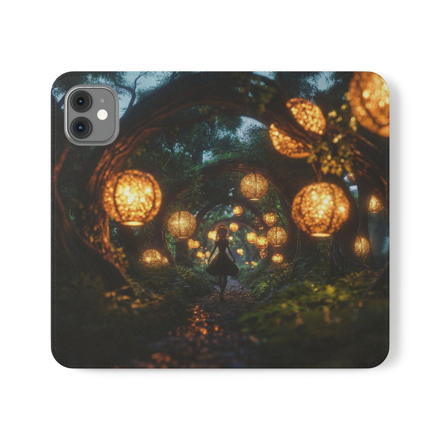 Lantern Archway Flip Cases – Girl Walking Through Forest Tunnel Art Case