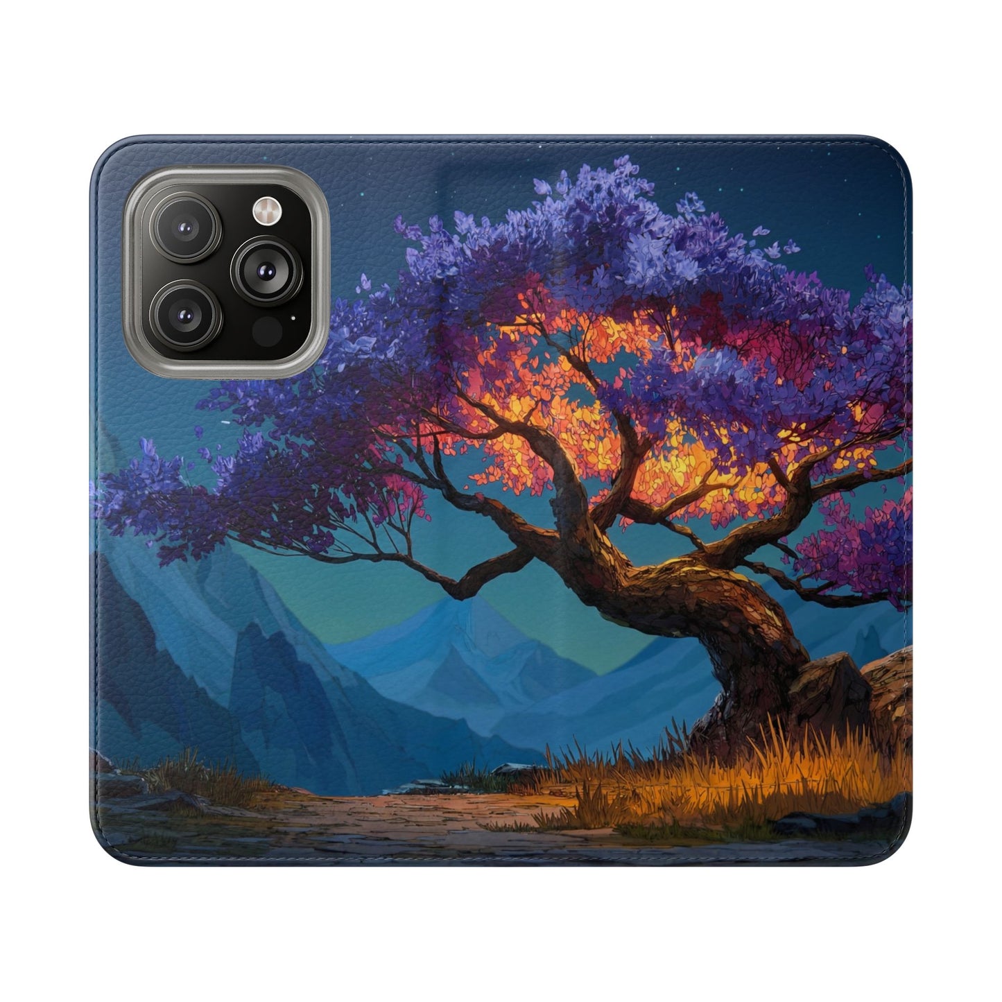 Violet Flame Tree Flip Cases – Twilight Mountain Glow Case