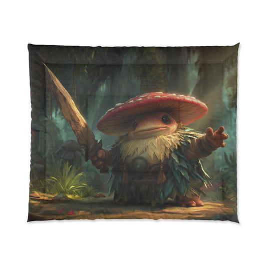 Mushroom Guardian Comforter – Forest Sentinel Adventure Bedding