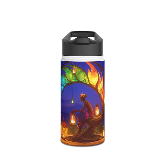 Luminous Phoenix Throne Water Bottle – Sunset Sanctuary with Rainbow Wings
