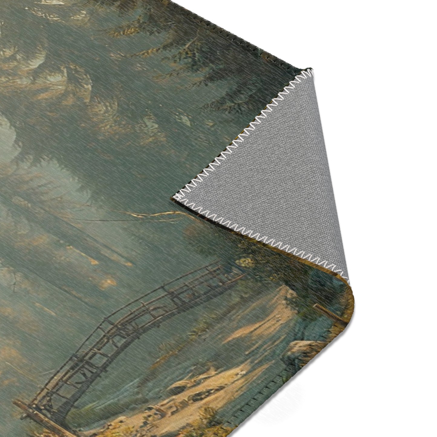 Treehouse Haven Area Rugs – Emerald Cabin Perched in Misty Pines