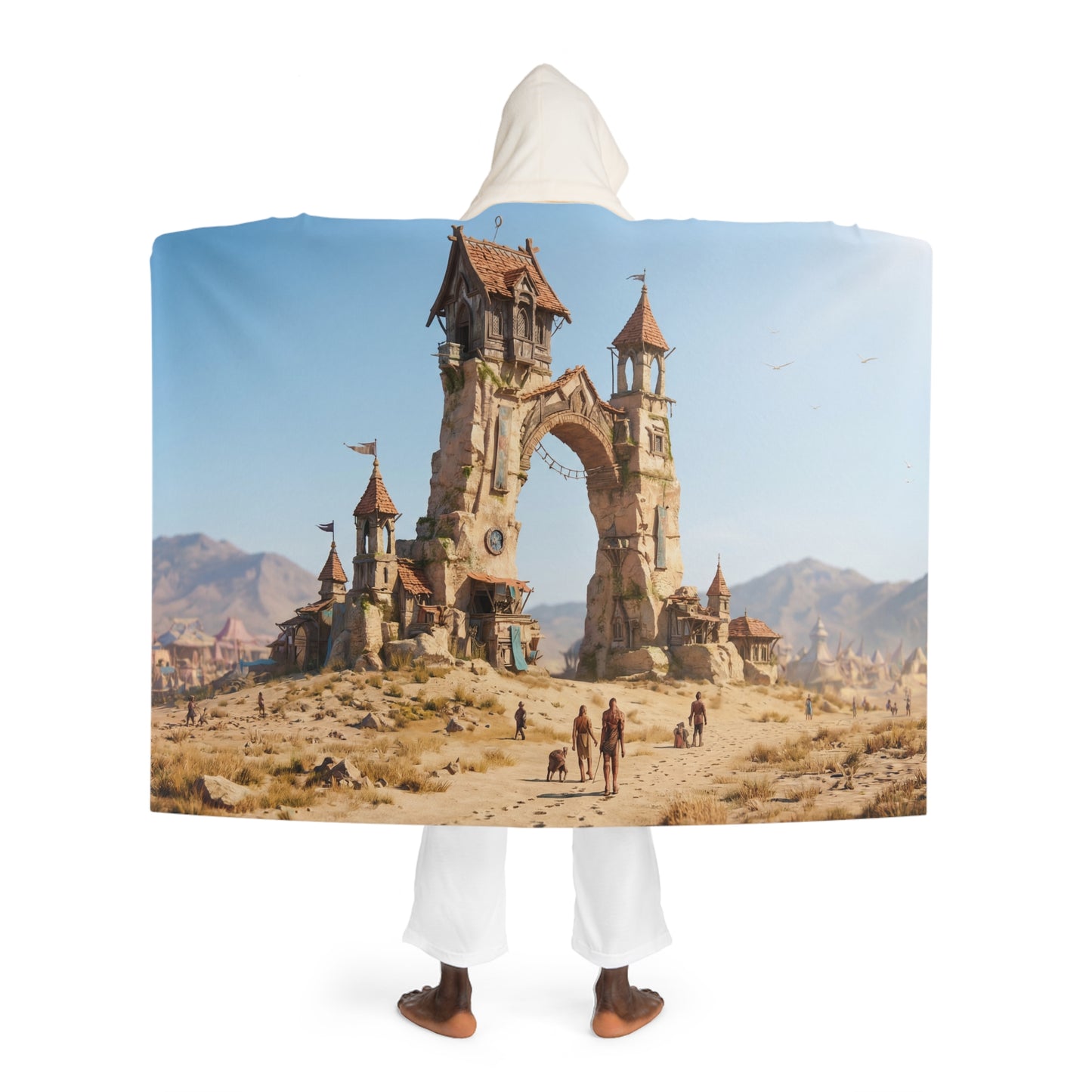 Stone Archway Hooded Sherpa Fleece Blanket – Desert Sentinel Keep