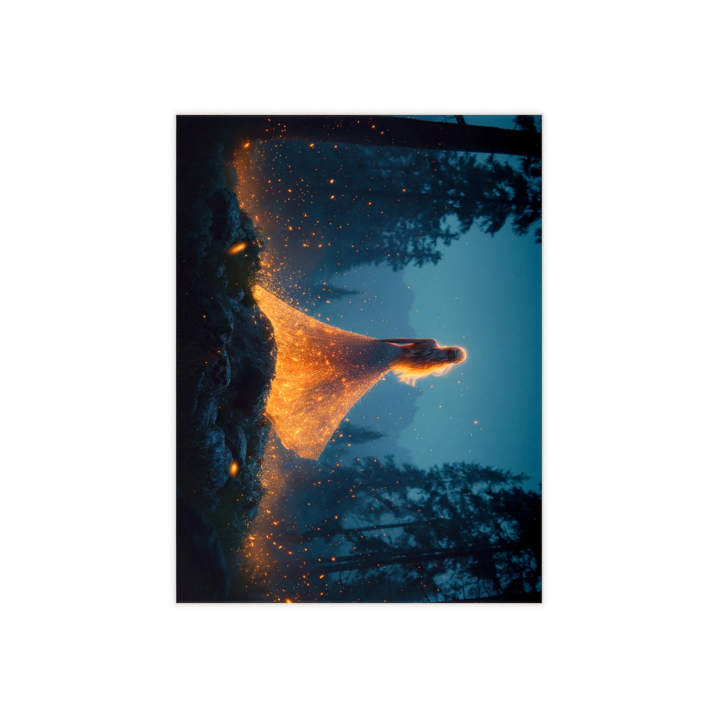 Fire-Dusted Forest Goddess Ceramic Photo Tile – Twilight Whispers of the Wild