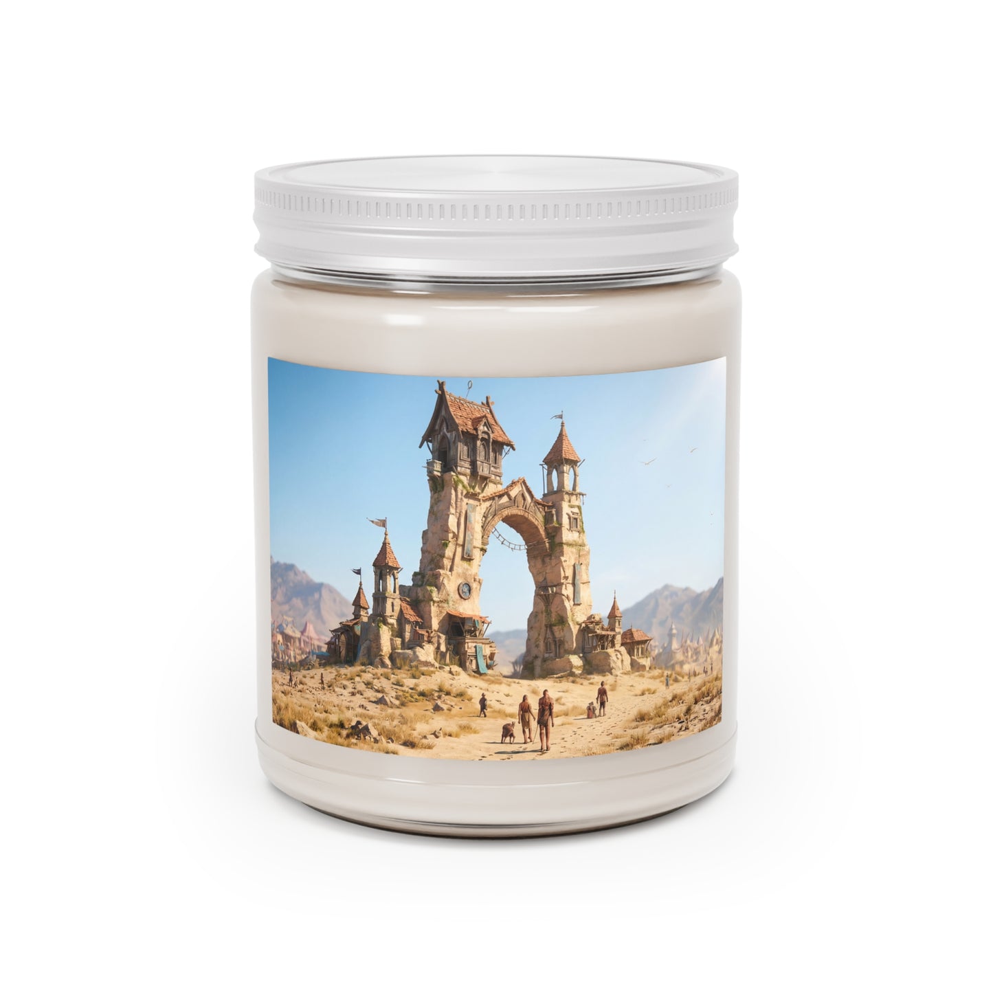 Desert Citadel Scented Soy Candles with White Lid, 9oz – Sun-Kissed Ruins & Wanderer’s Path