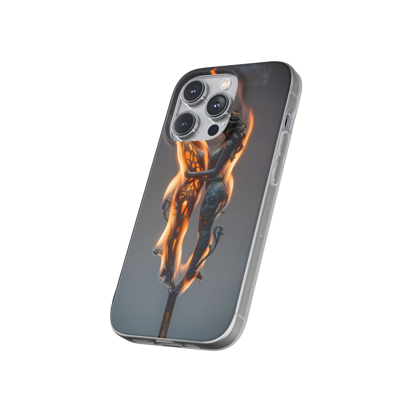 Flame-Embraced Lovers Flexi Cases – Intimate Glow Within the Fire