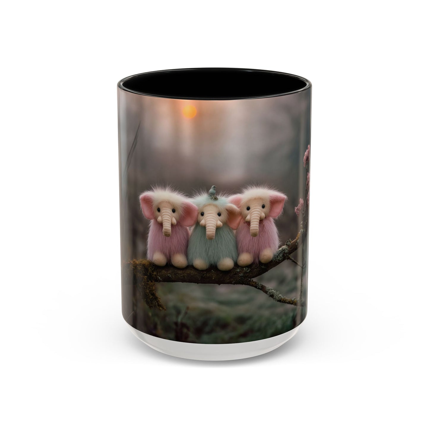 Fuzzy Elephant Trio Accent Coffee Mug (11, 15oz) – Mossy Branch Forest Friends
