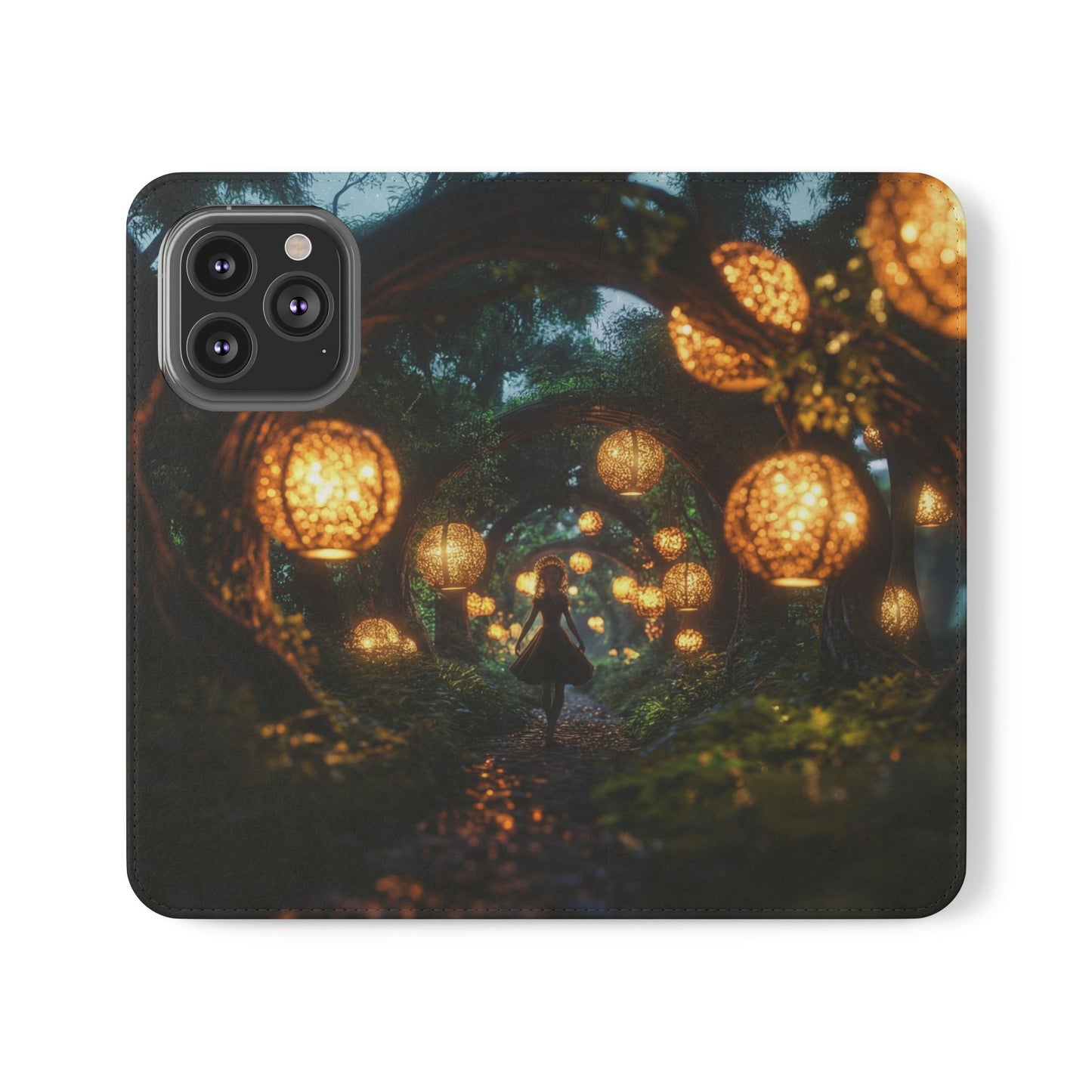 Lantern Archway Flip Cases – Girl Walking Through Forest Tunnel Art Case