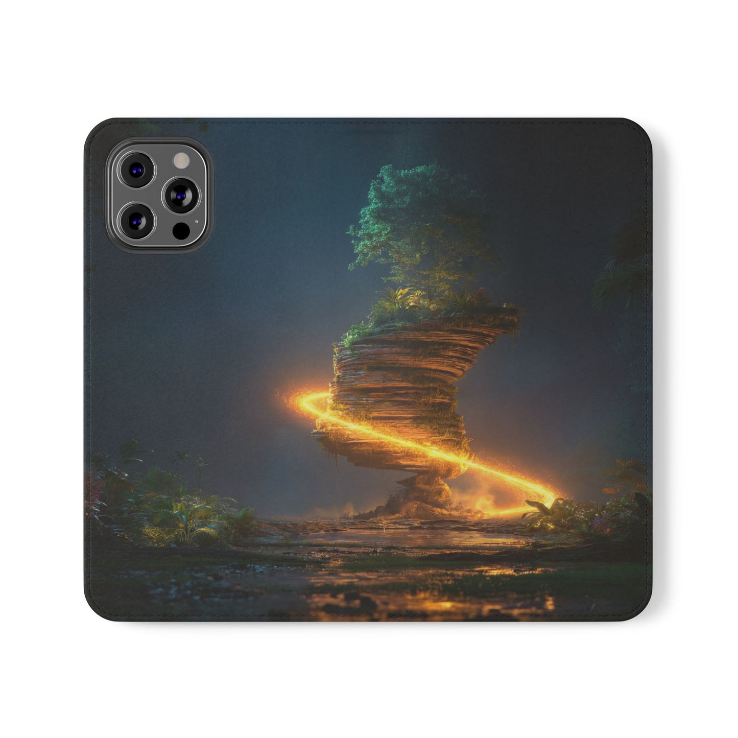 Luminous Floating Island Flip Cases – Amber Twilight Sanctuary