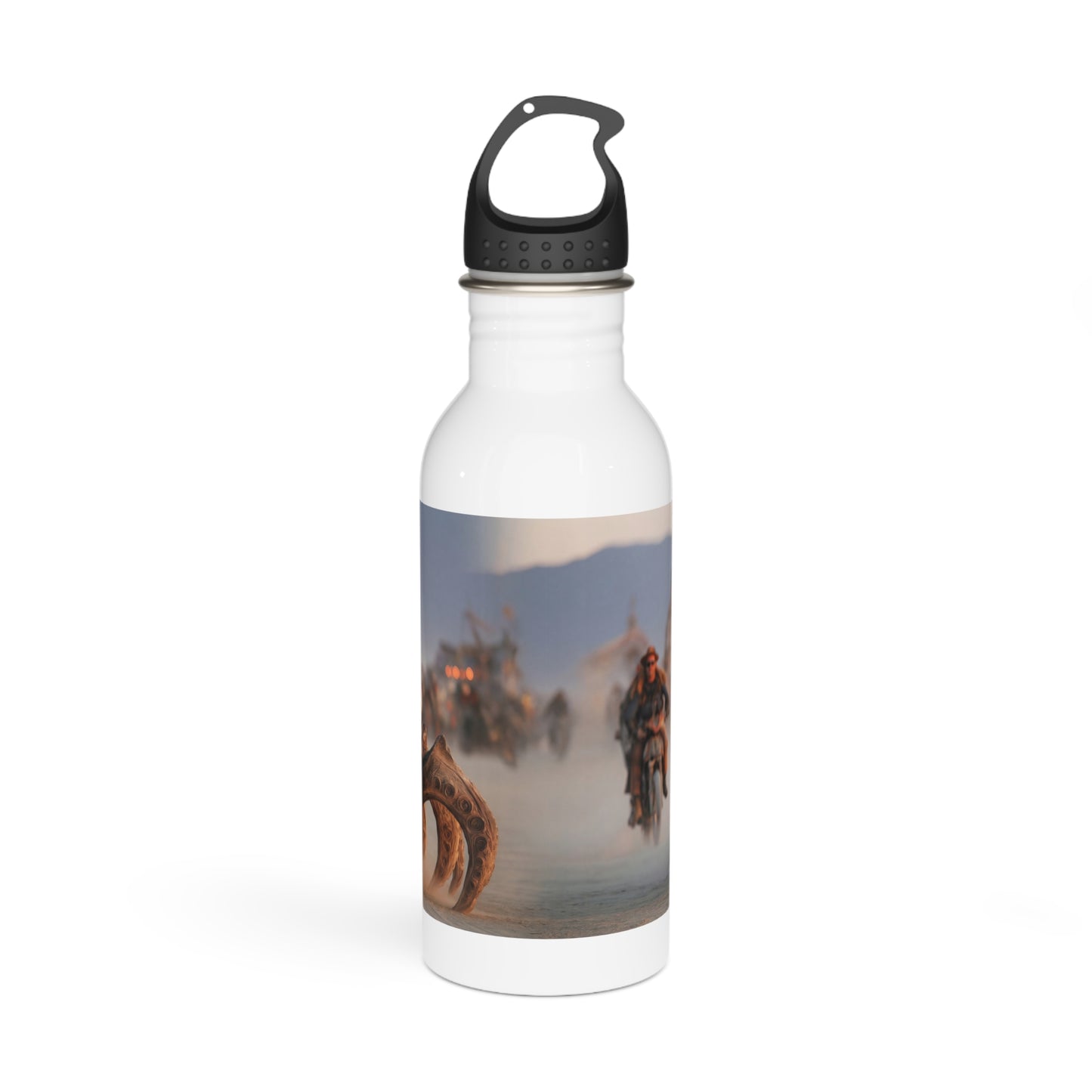 Desert Drifters Stainless Steel Water Bottle – Dusty Sandworm Ride at Sunset