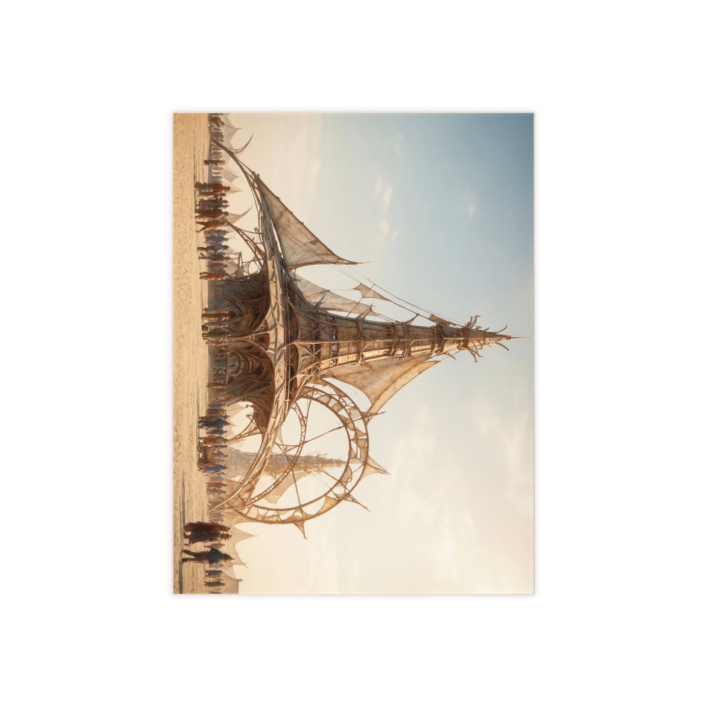 Sky-Sail Cathedral Ceramic Photo Tile – Sunset Oasis in the Dunes