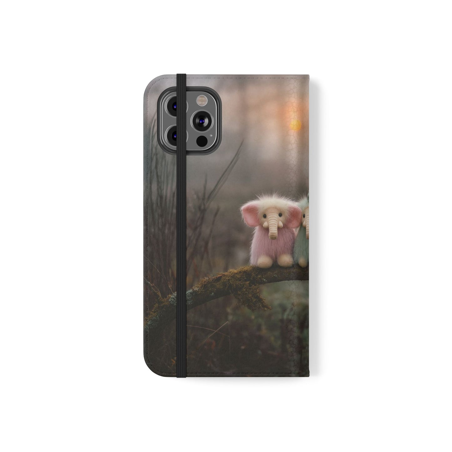 Mossy Branch Elephants Flip Cases – Pastel Fluff Guardians