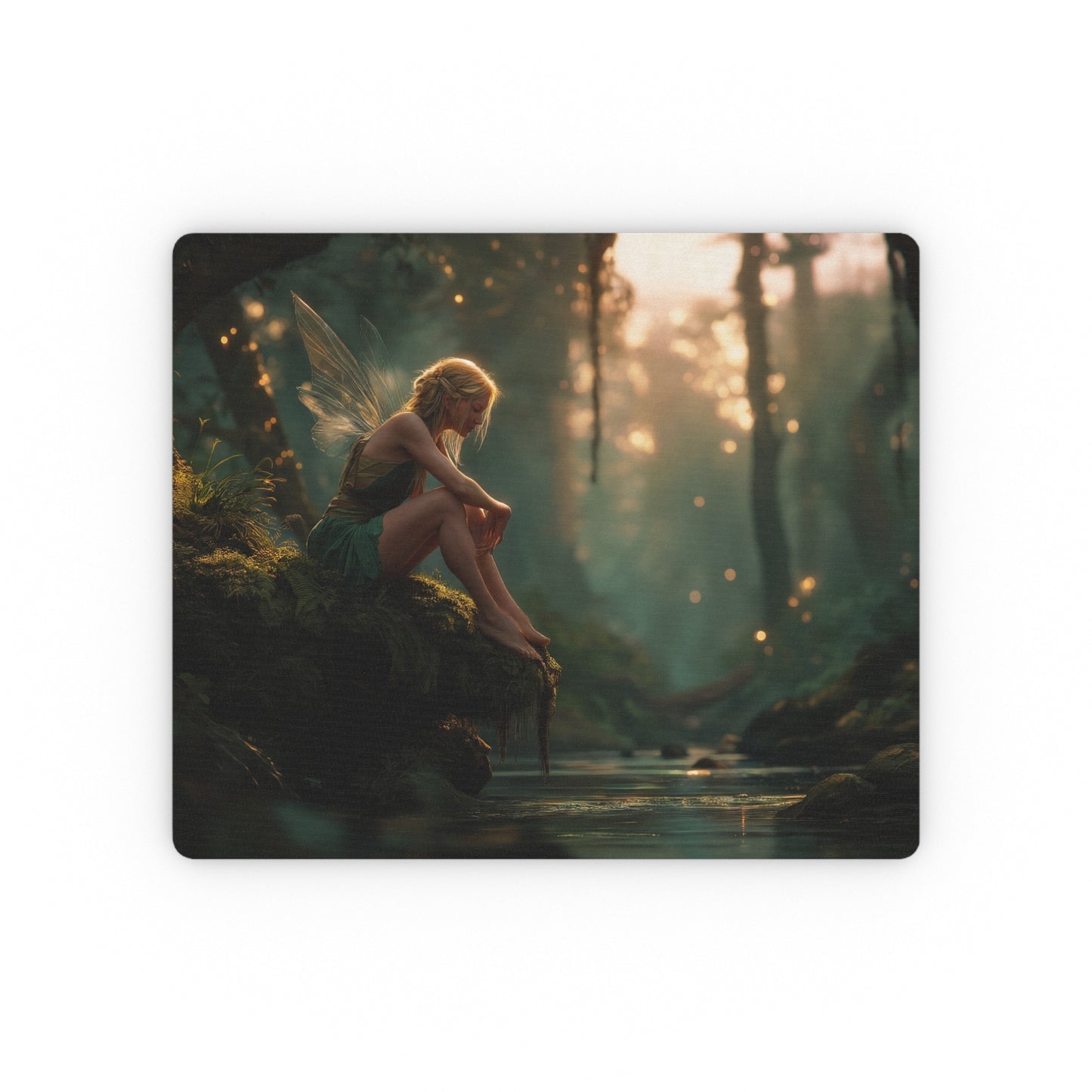 Mossy Gnome Rectangular Mouse Pad – Twilight Forest Guardian Scene