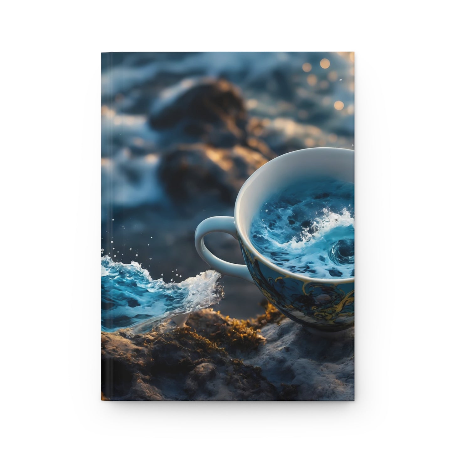 Ocean Wave in Cup Hardcover Journal Matte – Where Sea Meets Stillness