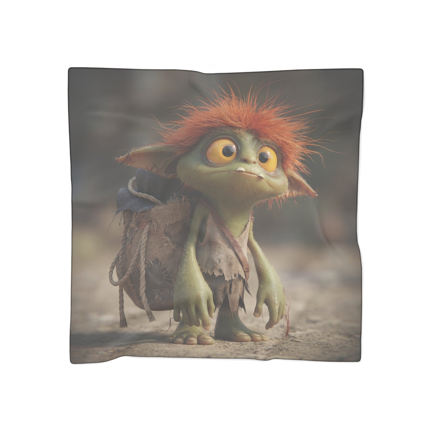 Glimmering Gnome Poly Scarf – Tiny Traveler with Sack of Wonders