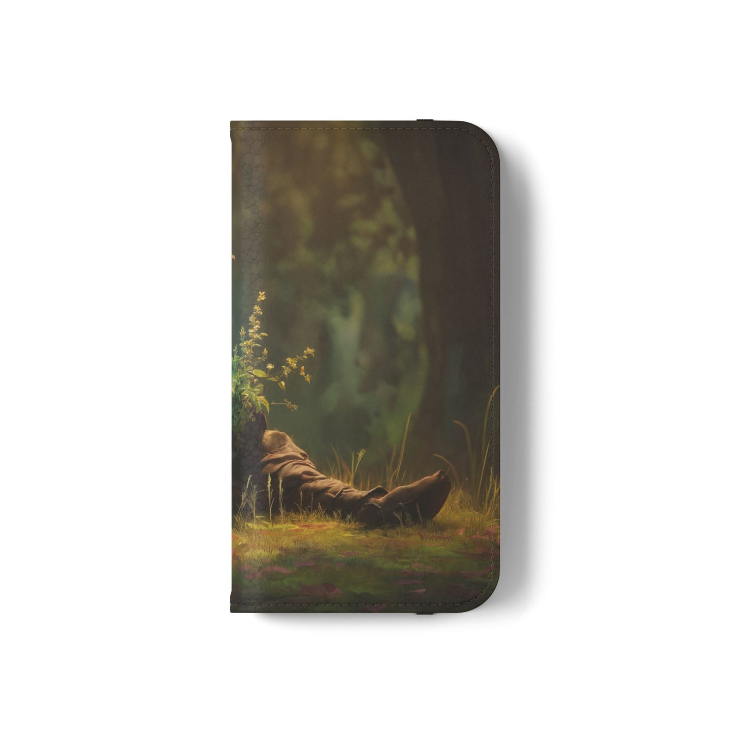 Glowing Orb Hooded Guardian Flip Cases – Bioluminescent Forest Keeper