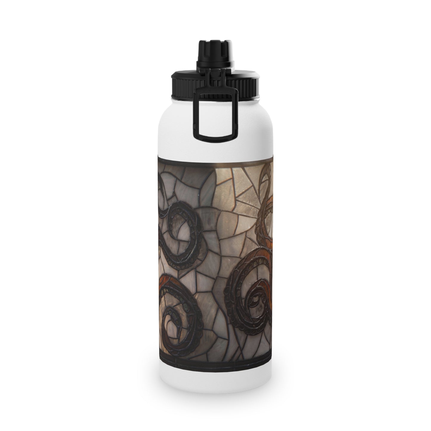 Stained Glass Octopus Water Bottle – Amber Abyss Design, Sports Lid
