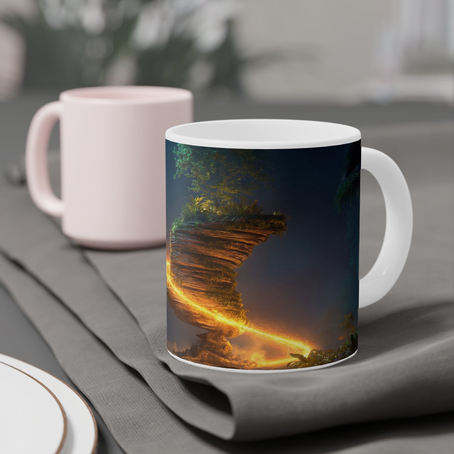 Luminous Floating Island Ceramic Mugs (11oz\15oz\20oz) – Celestial Vortex Dreamscape