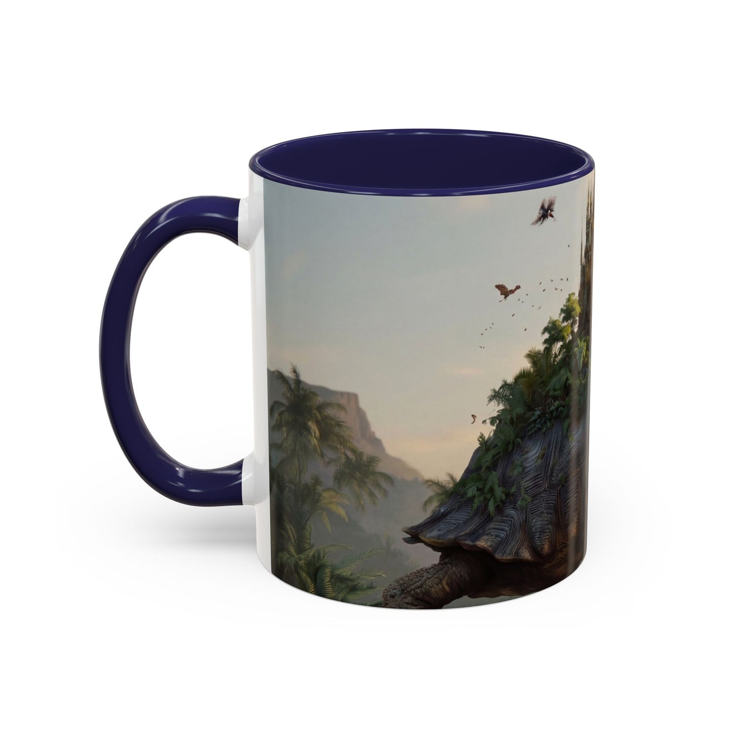 Castle Upon Turtle Shell Accent Coffee Mug (11, 15oz) – Sunset Sanctuary Dreamscape