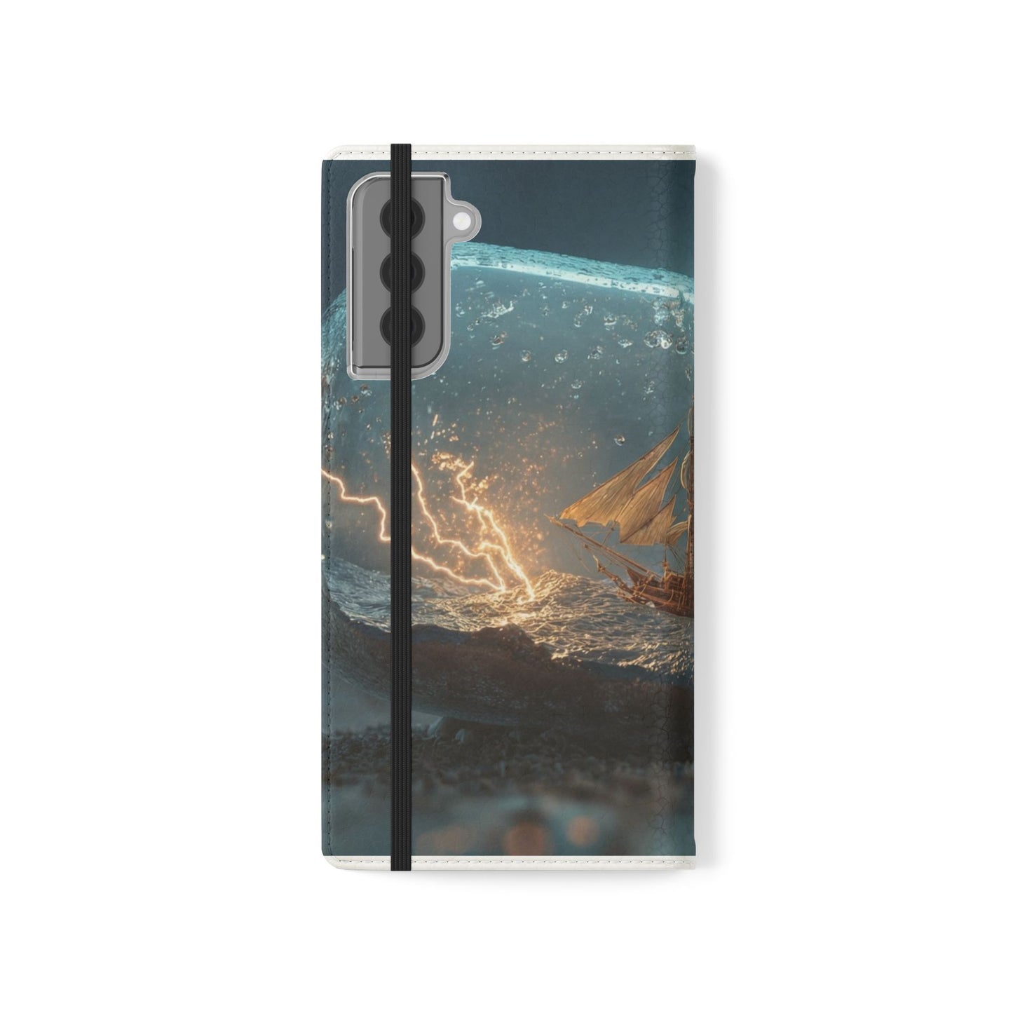 Storm-Struck Galleon Flip Cases – Lightning Inside Glass Bottle