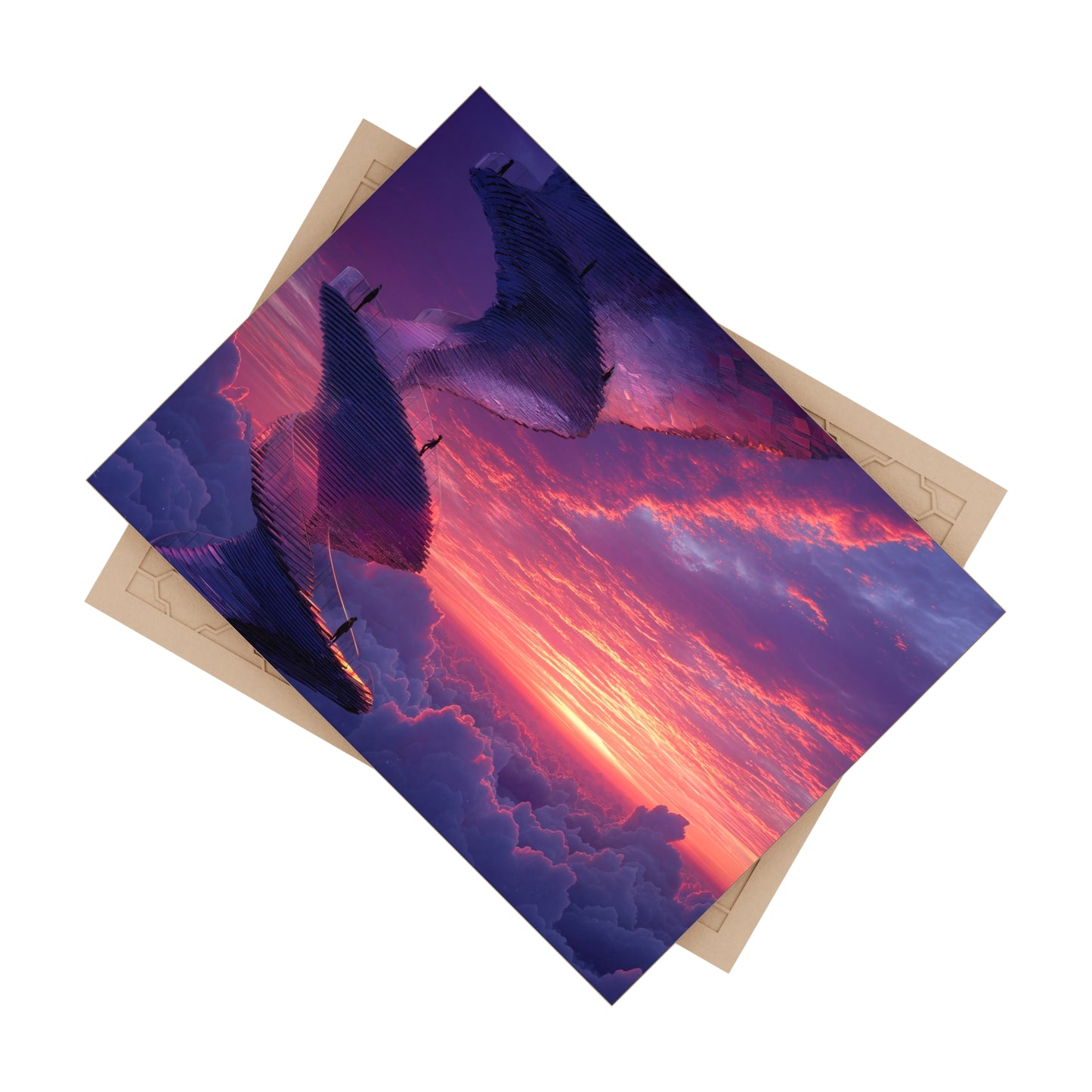 Celestial Spiral Staircase Ceramic Photo Tile – Ascending Through Twilight Clouds