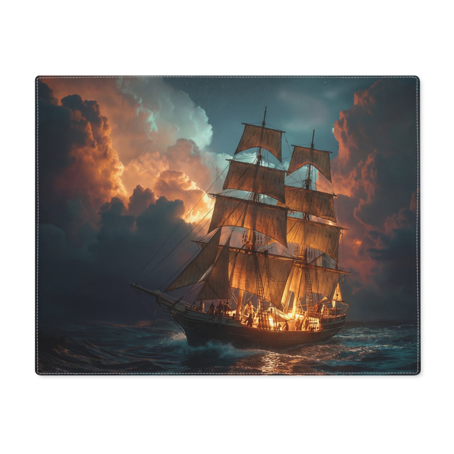 Starlit Galleon Placemat – Voyage Through Crimson Skies