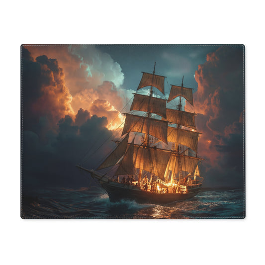 Starlit Galleon Placemat – Voyage Through Crimson Skies