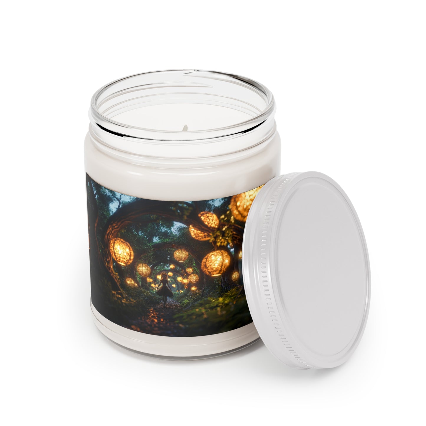 Luminous Forest Path Scented Soy Candles with White Lid, 9oz – Warm Glow Through Twisted Canopy