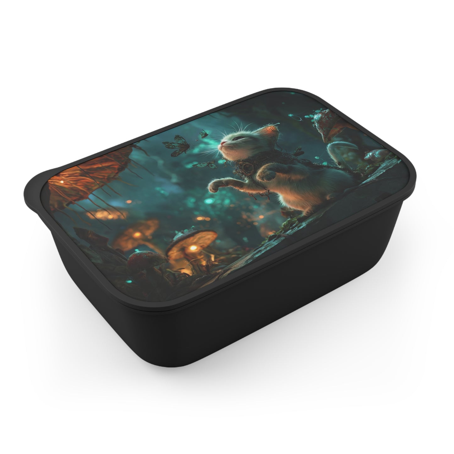 Whispering Forest Kitten PLA Bento Box with Band and Utensils – Gentle Wings and Glimmering Light