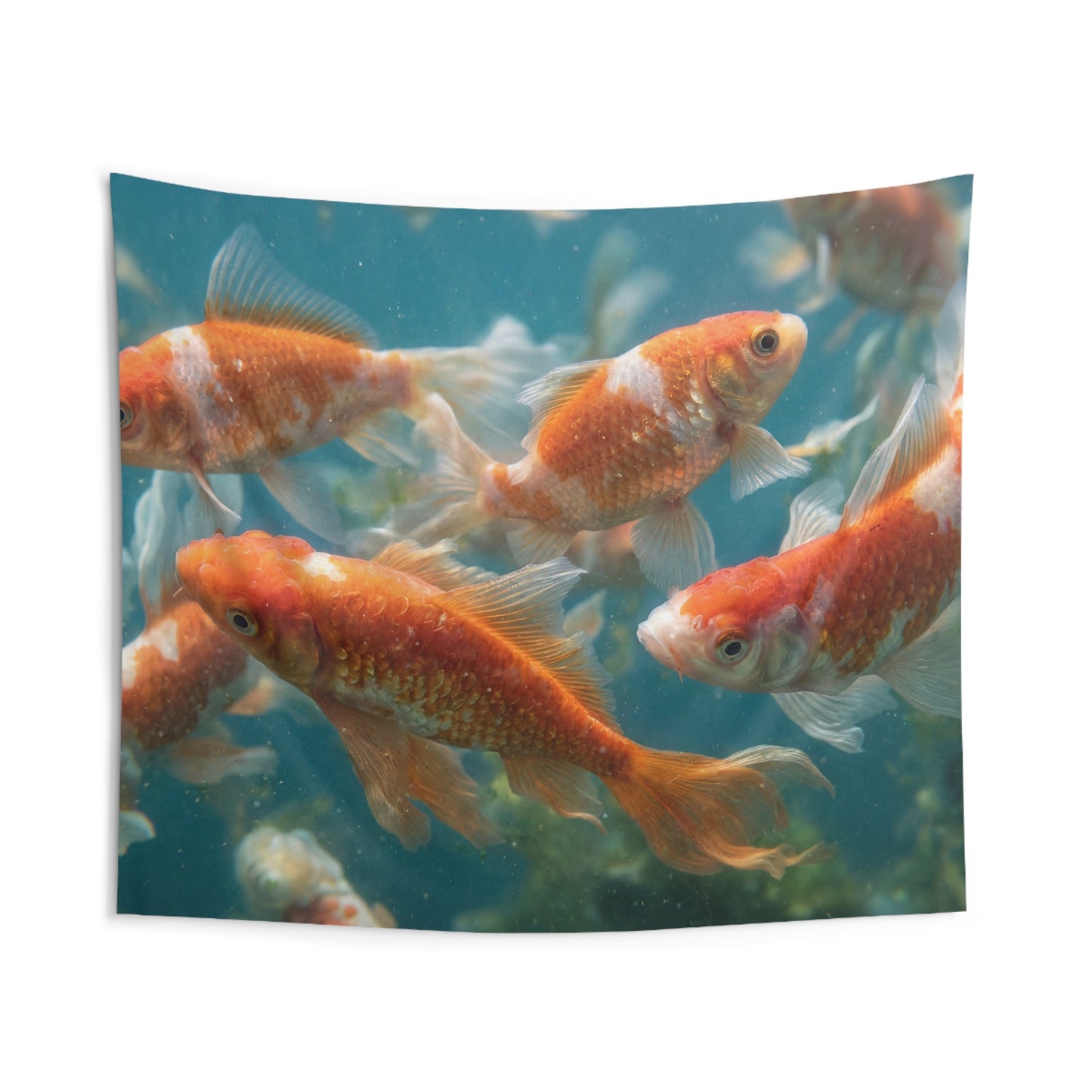 Golden School Indoor Wall Tapestries – Liquid Light in Azure Depths