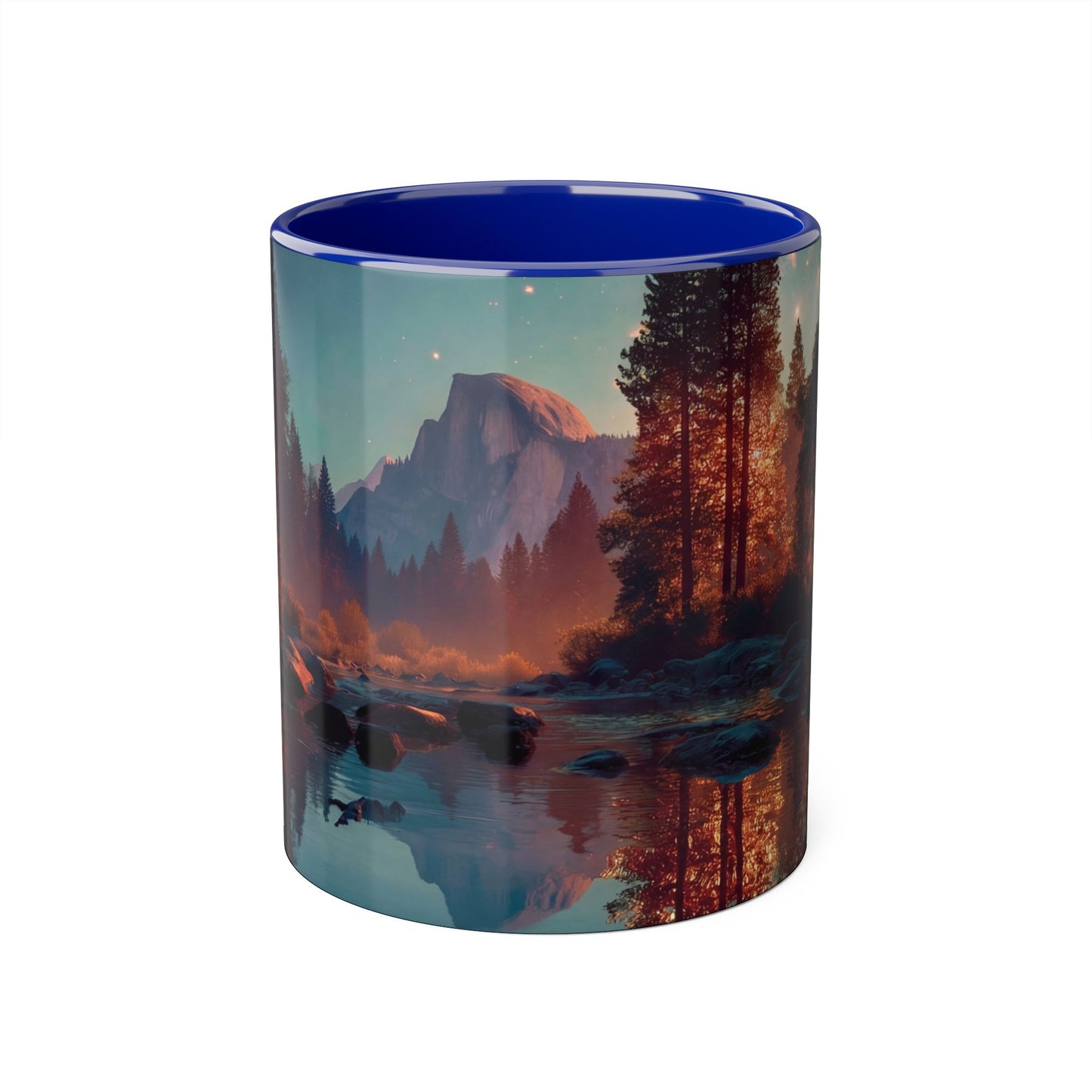 Twilight Mountain Reflection Accent Mugs, 11oz – Obsidian River Dreamscape