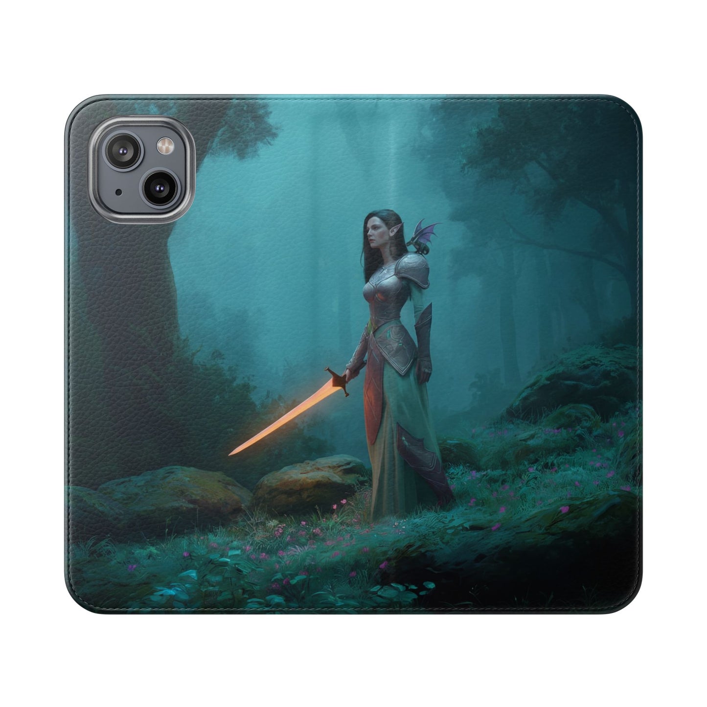 Forest Guardian Flip Cases – Elven Sentinel with Glowing Blade