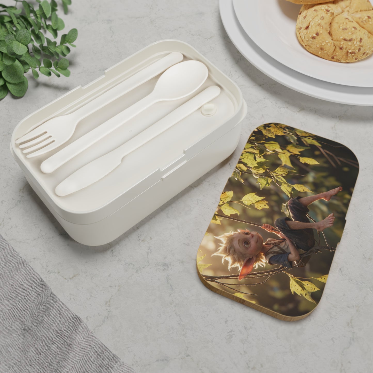 Forest Gnome Swing Bento Lunch Box – Golden Hour Adventure